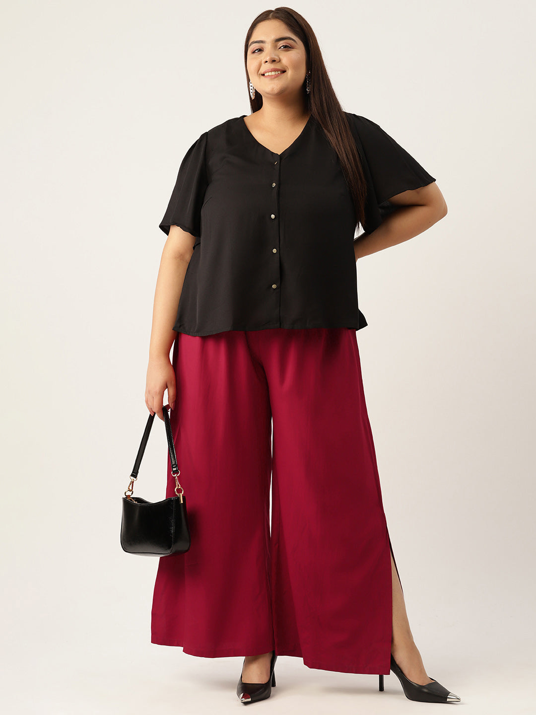 Plus Size Wide Leg Flared Palazzo