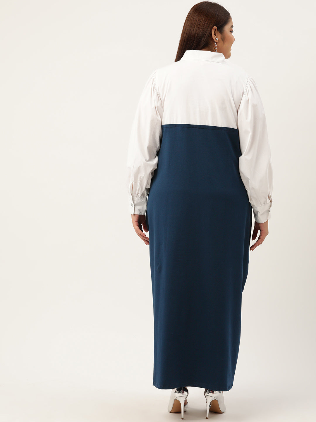 Plus Size Color Block A-Line Dress