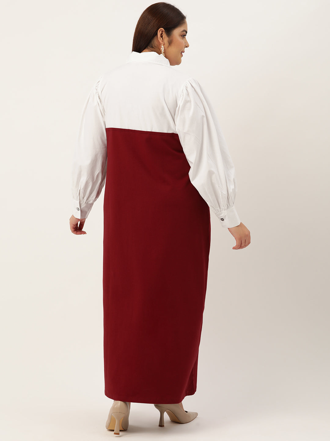 Plus Size Color Block A-Line Dress