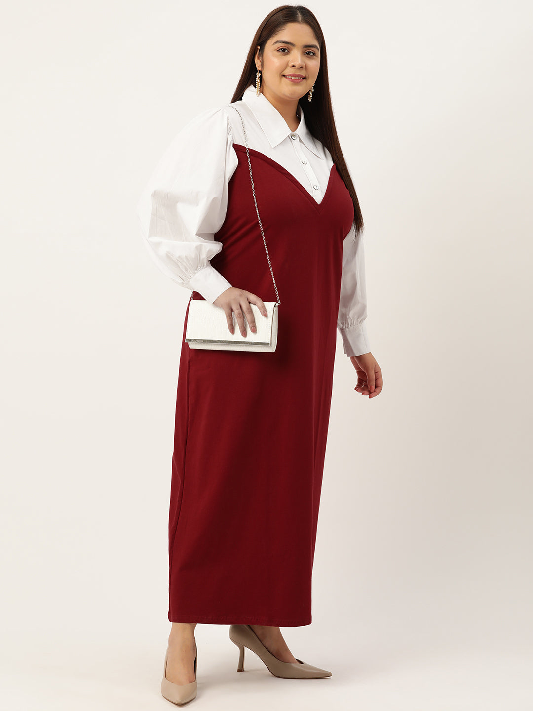 Plus Size Color Block A-Line Dress