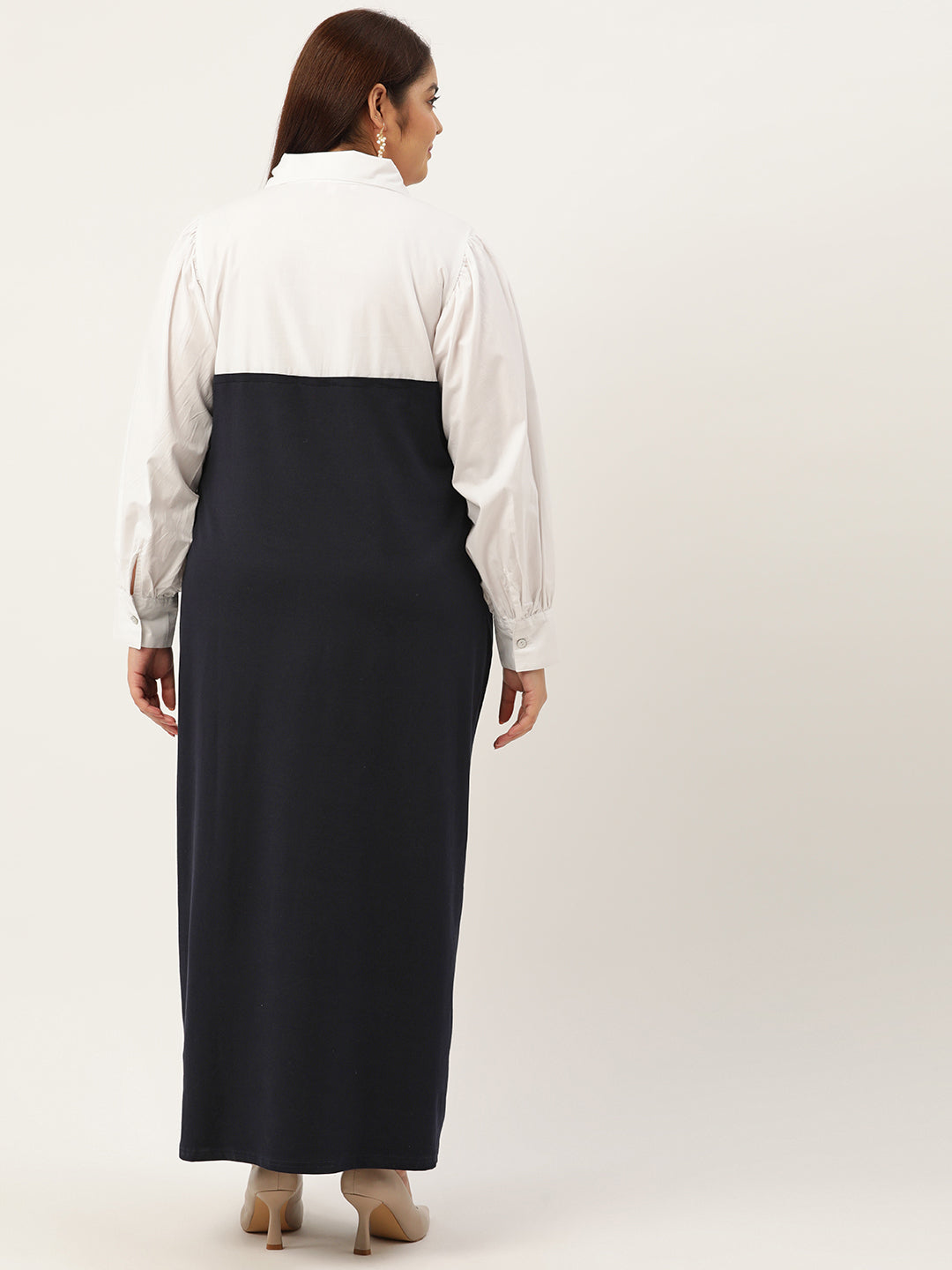 Plus Size Color Block A-Line Dress
