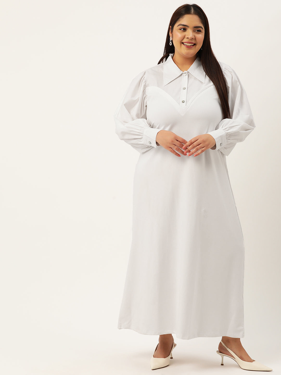 Plus Size Color Block A-Line Dress