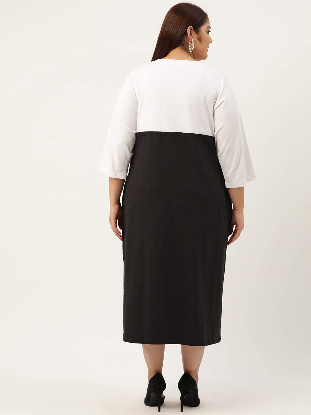 Plus Size Color Block A-Line Dress