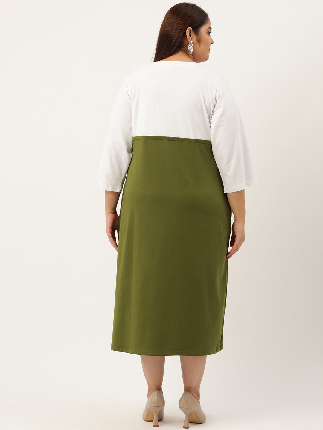 Plus Size Color Block A-Line Dress