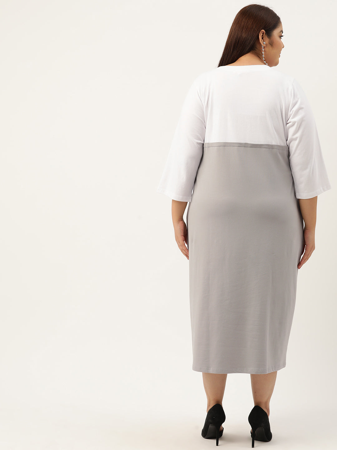 Plus Size Color Block A-Line Dress