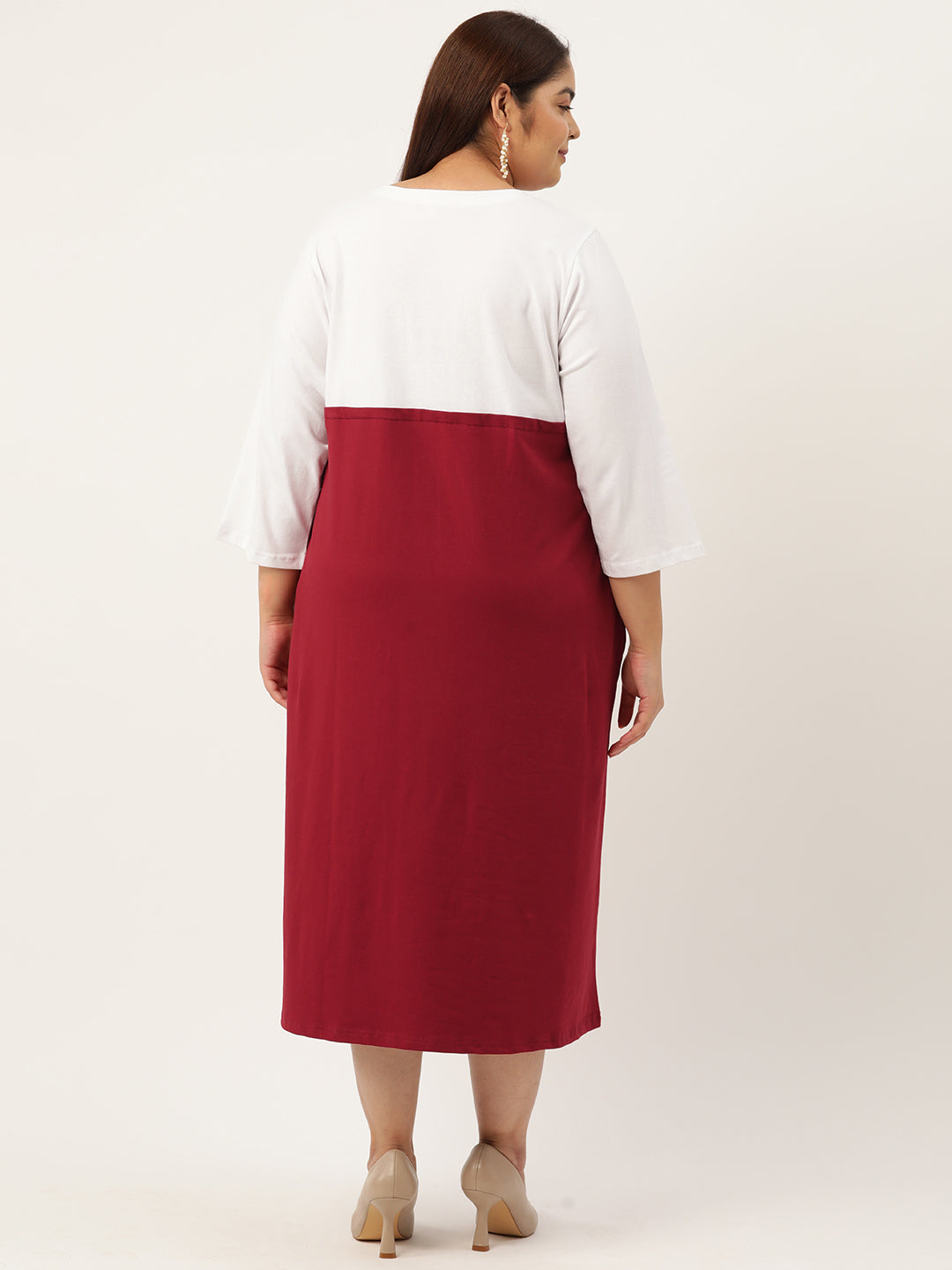 Plus Size Color Block A-Line Dress