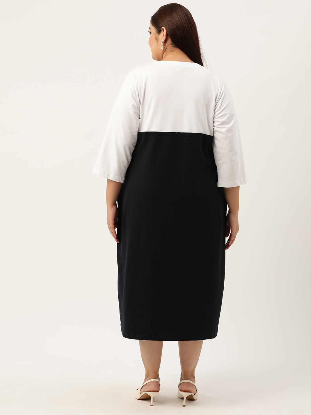 Plus Size Color Block A-Line Dress