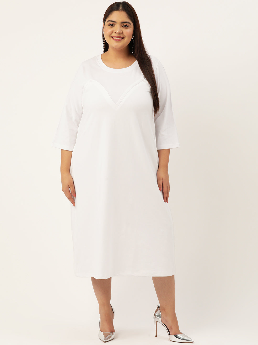 Plus Size Color Block A-Line Dress