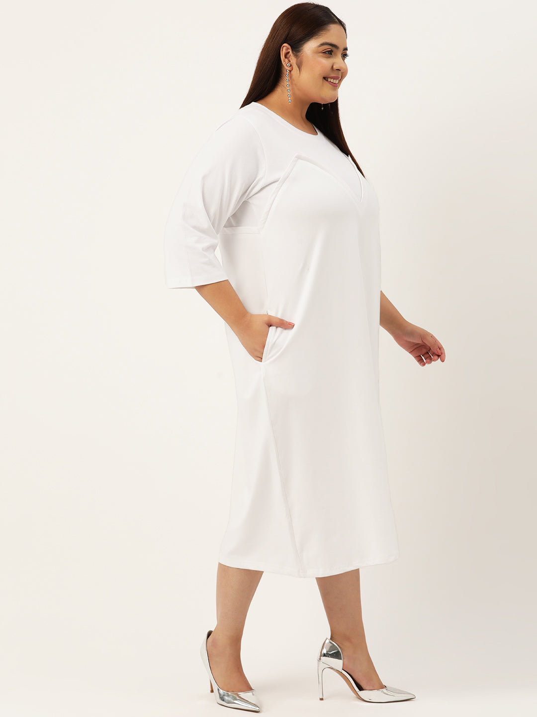 Plus Size Color Block A-Line Dress