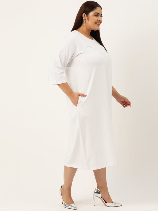 Plus Size Color Block A-Line Dress