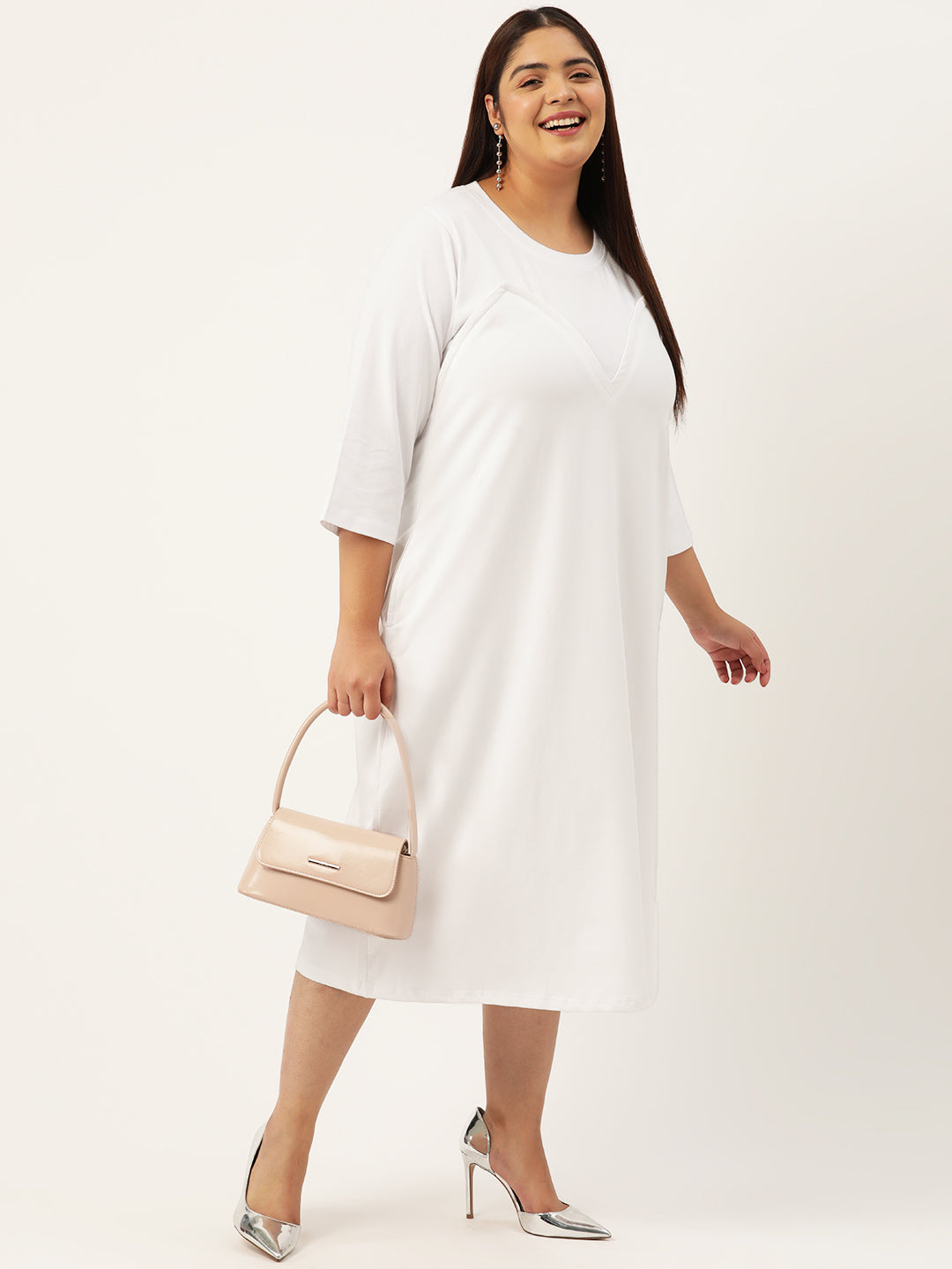 Plus Size Color Block A-Line Dress