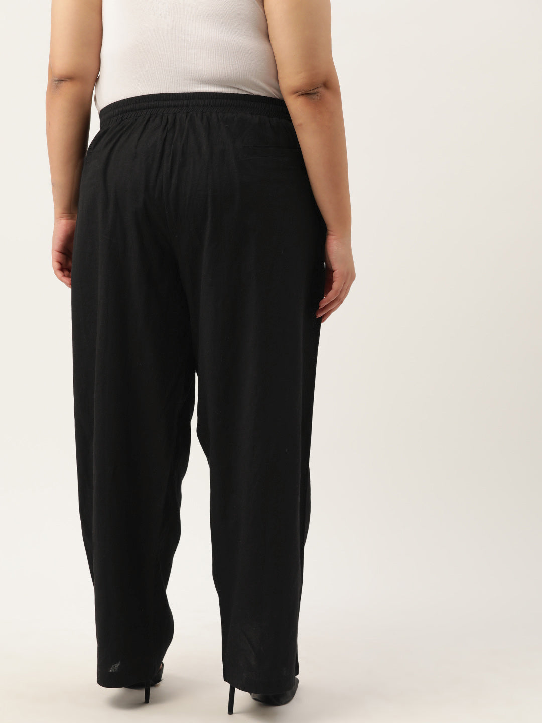 Women Plus Size Relaxed High-Rise Trousers