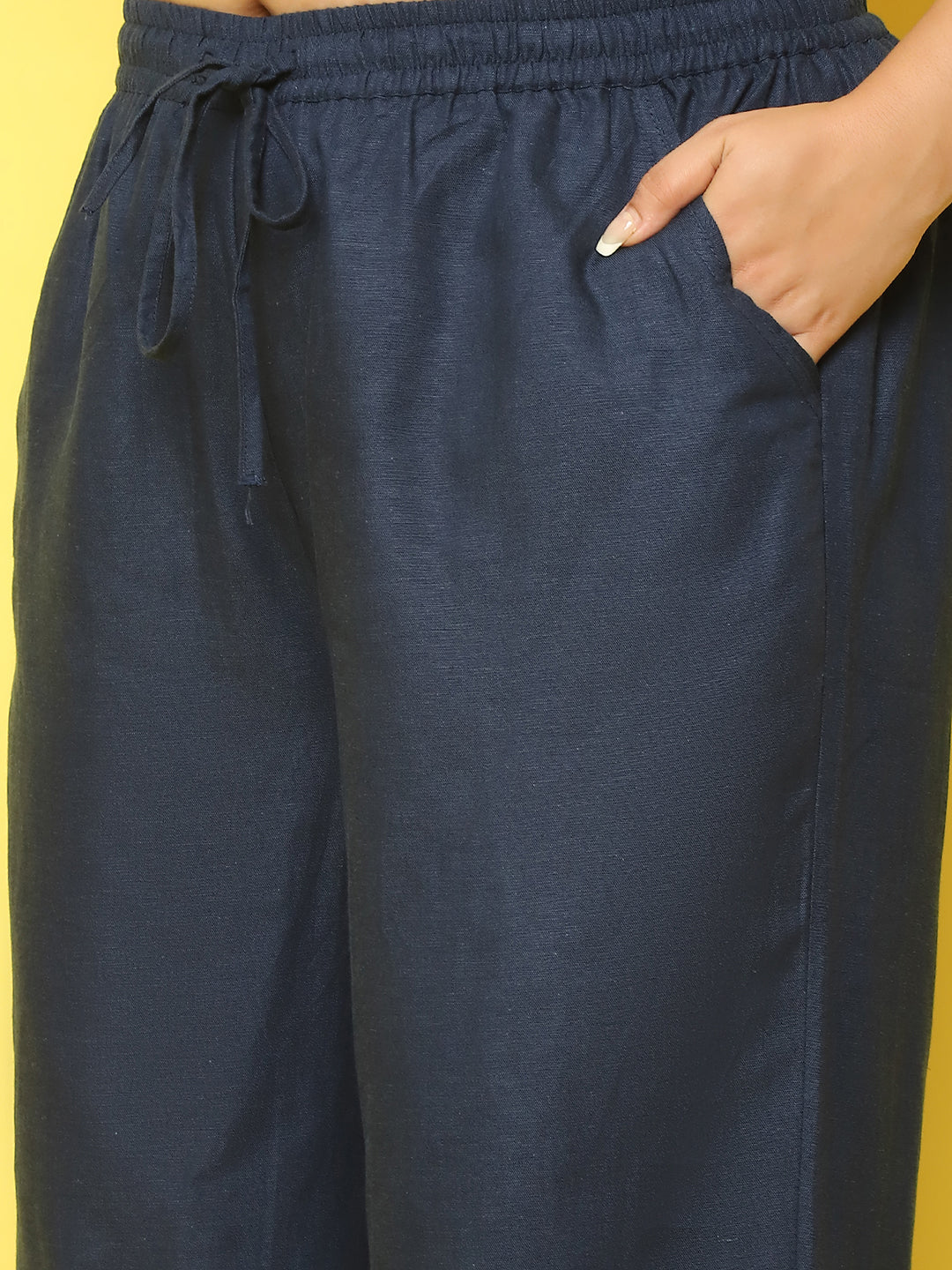 Women Plus Size Relaxed High-Rise Trousers
