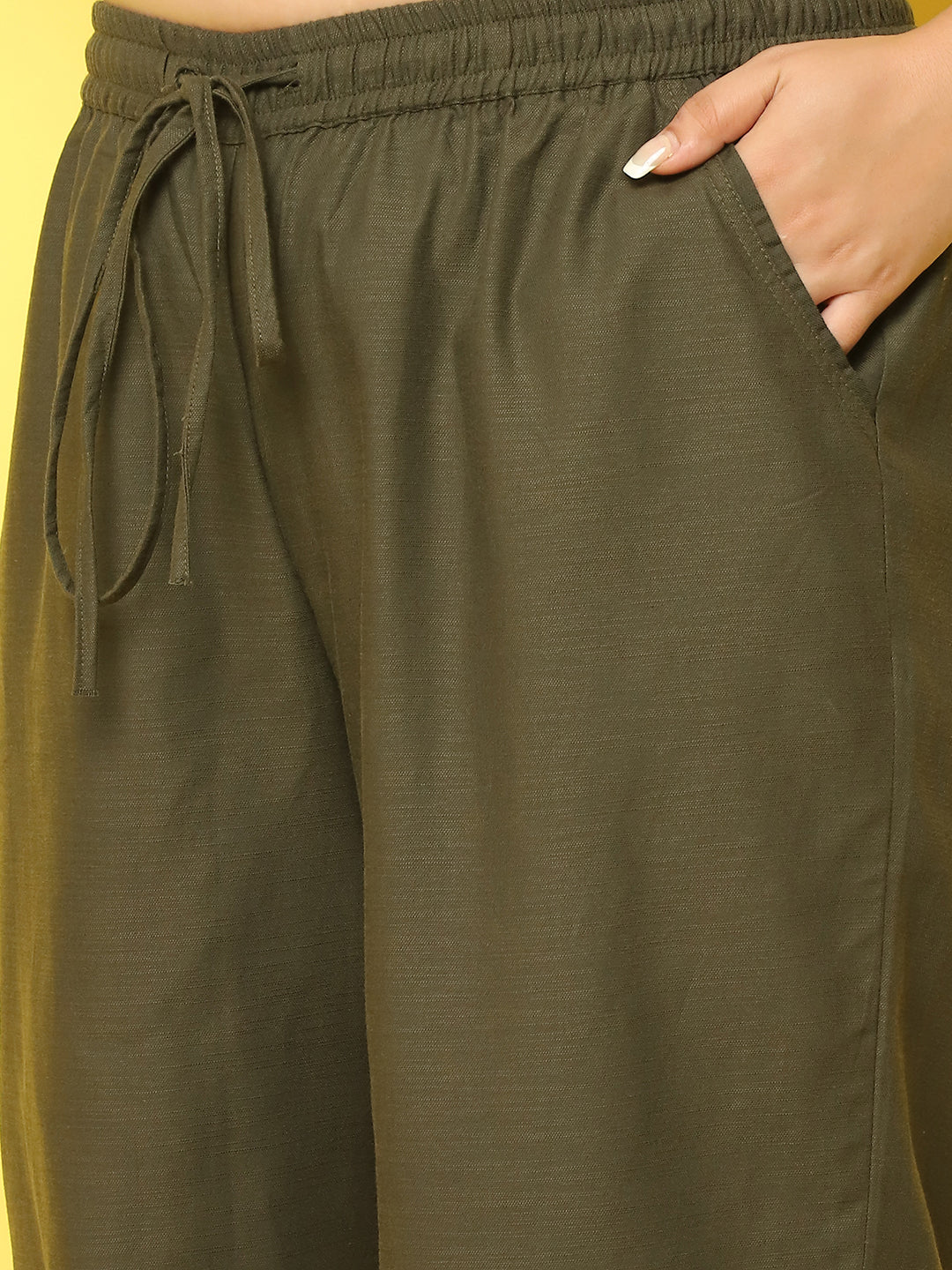 Women Plus Size Relaxed High-Rise Trousers
