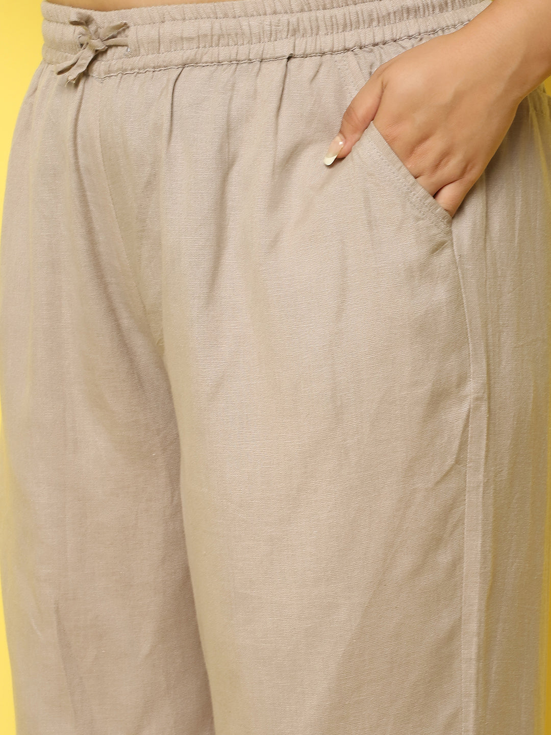 Women Plus Size Relaxed High-Rise Trousers