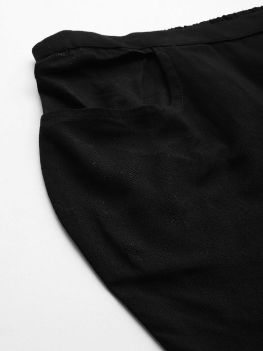 Women Plus Size Relaxed High-Rise Trousers