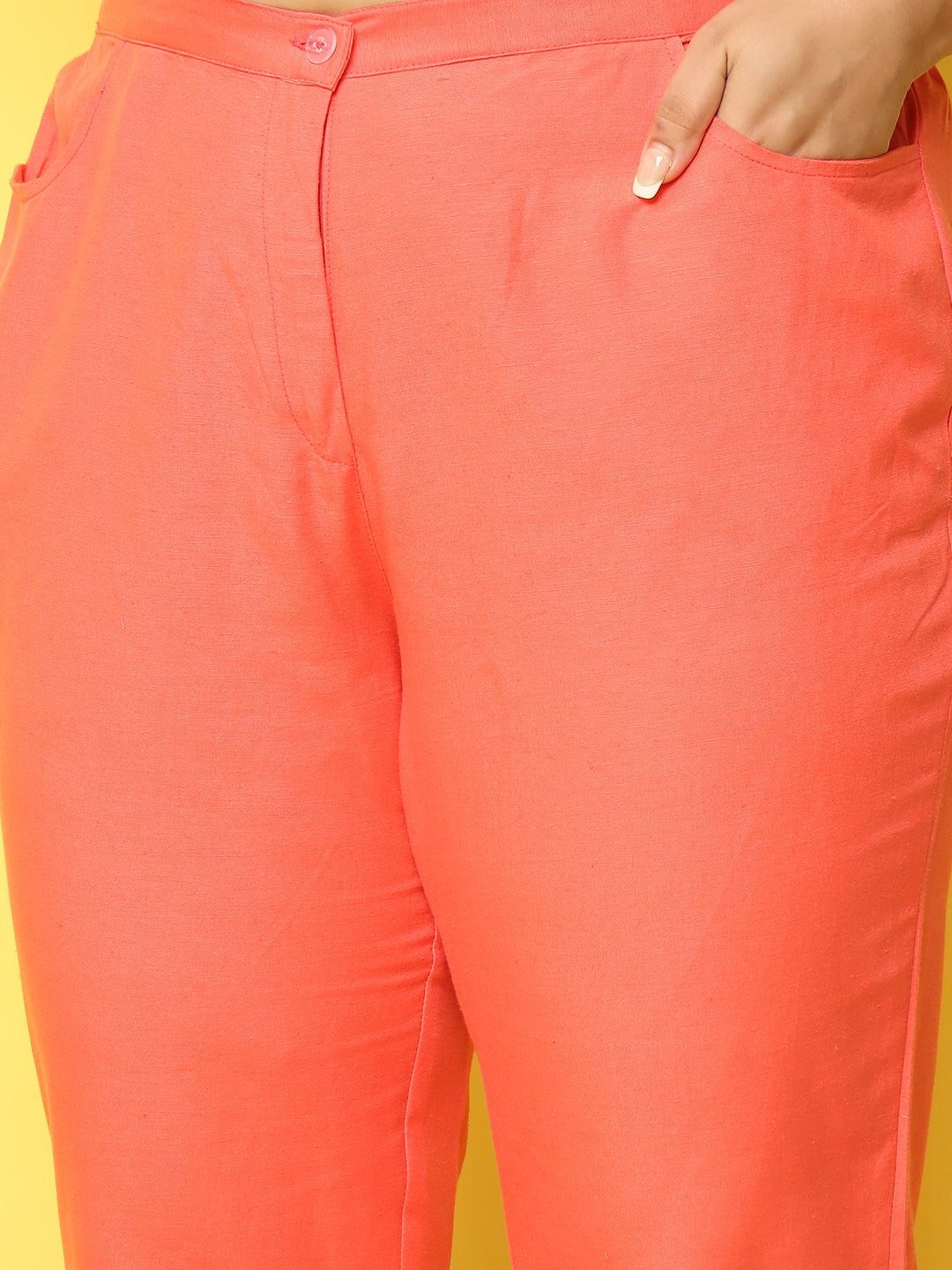Women Plus Size Relaxed High-Rise Trousers