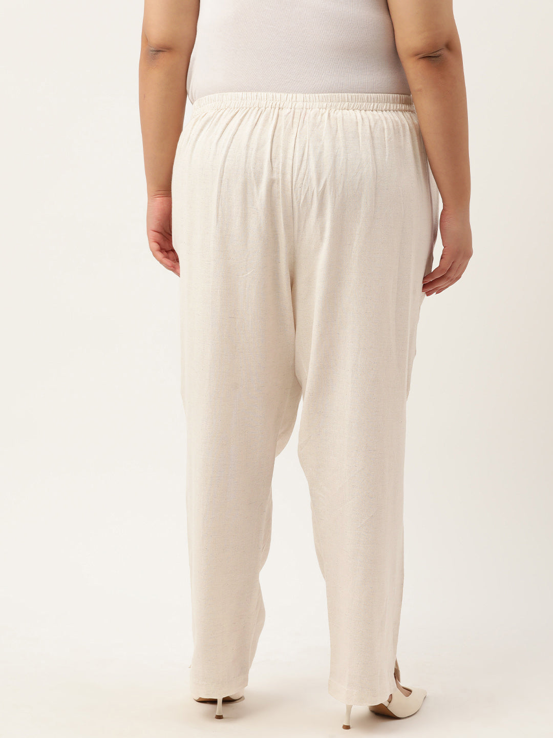 Women Plus Size Relaxed High-Rise Trousers