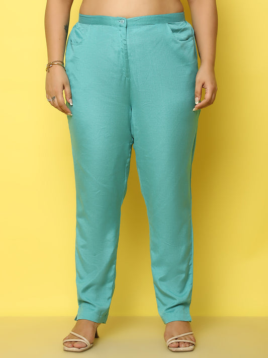 Women Plus Size Relaxed High-Rise Trousers