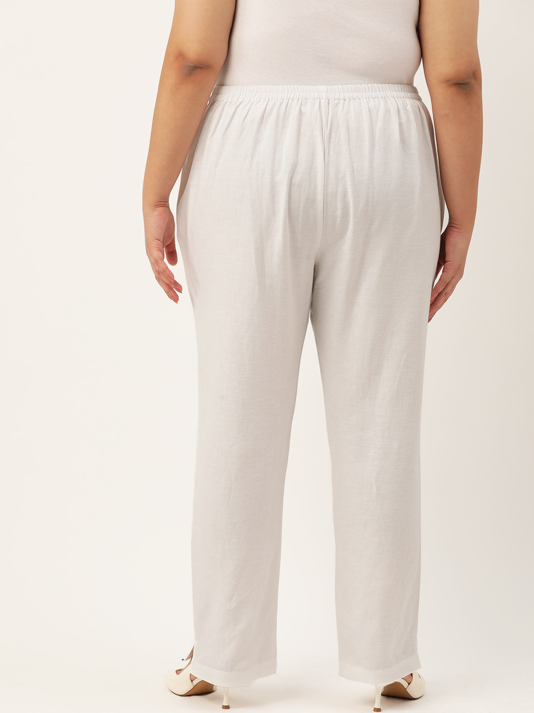 Women Plus Size Relaxed High-Rise Trousers