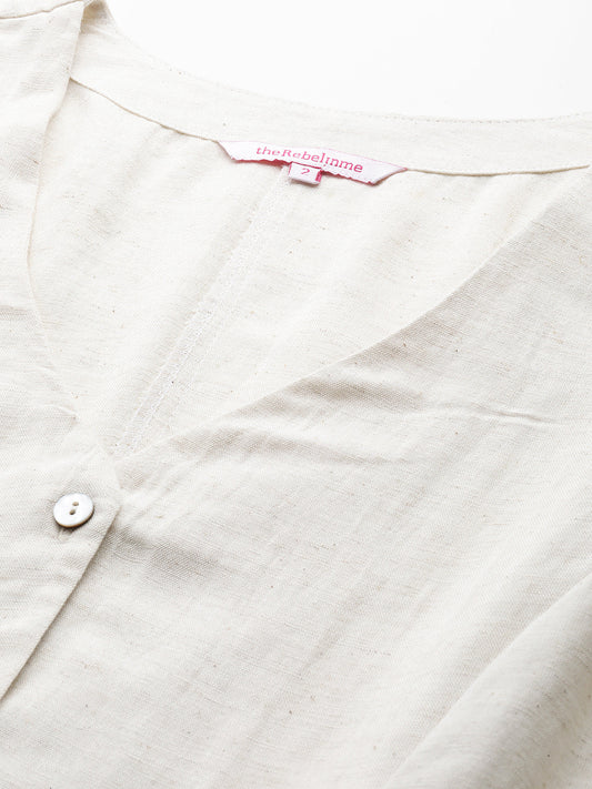 Plus Size V-Neck Slim-Fit Pure Linen Waistcoat