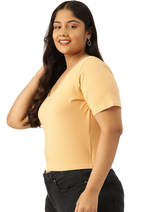 Plus Size Cotton Knitted Crop Top