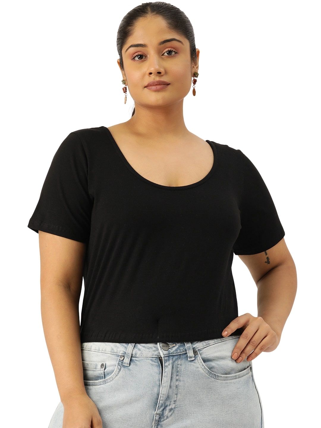 Plus Size Cotton Knitted Crop Top