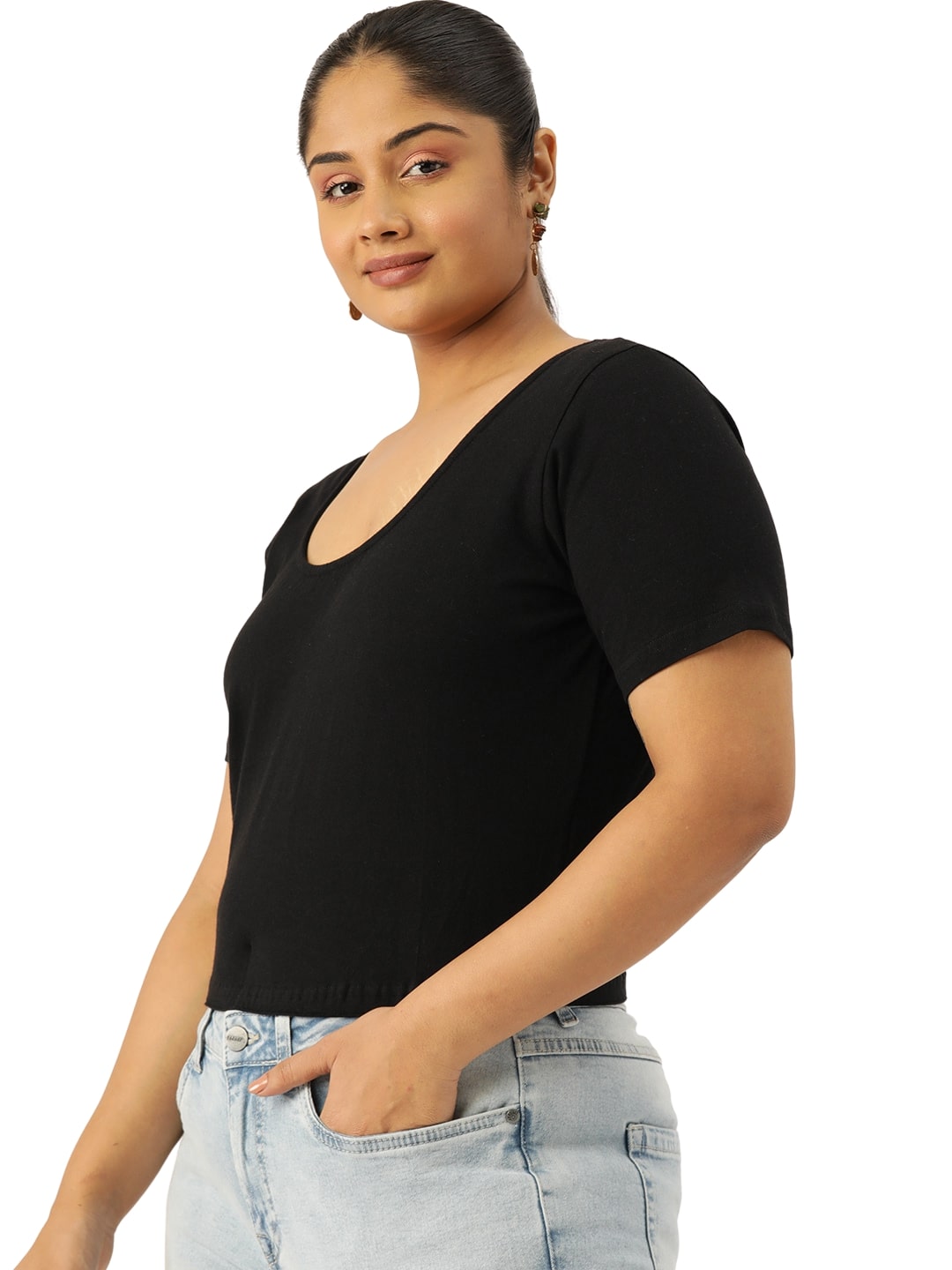 Plus Size Cotton Knitted Crop Top