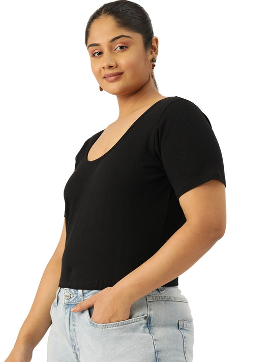 Plus Size Cotton Knitted Crop Top