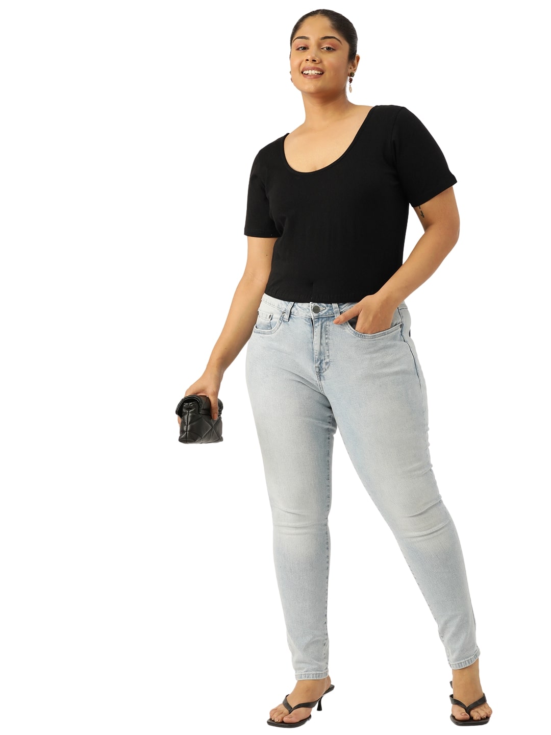 Plus Size Cotton Knitted Crop Top