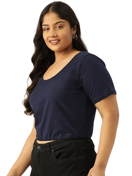 Plus Size Cotton Knitted Crop Top