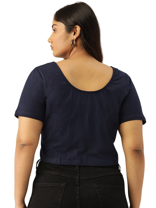 Plus Size Cotton Knitted Crop Top
