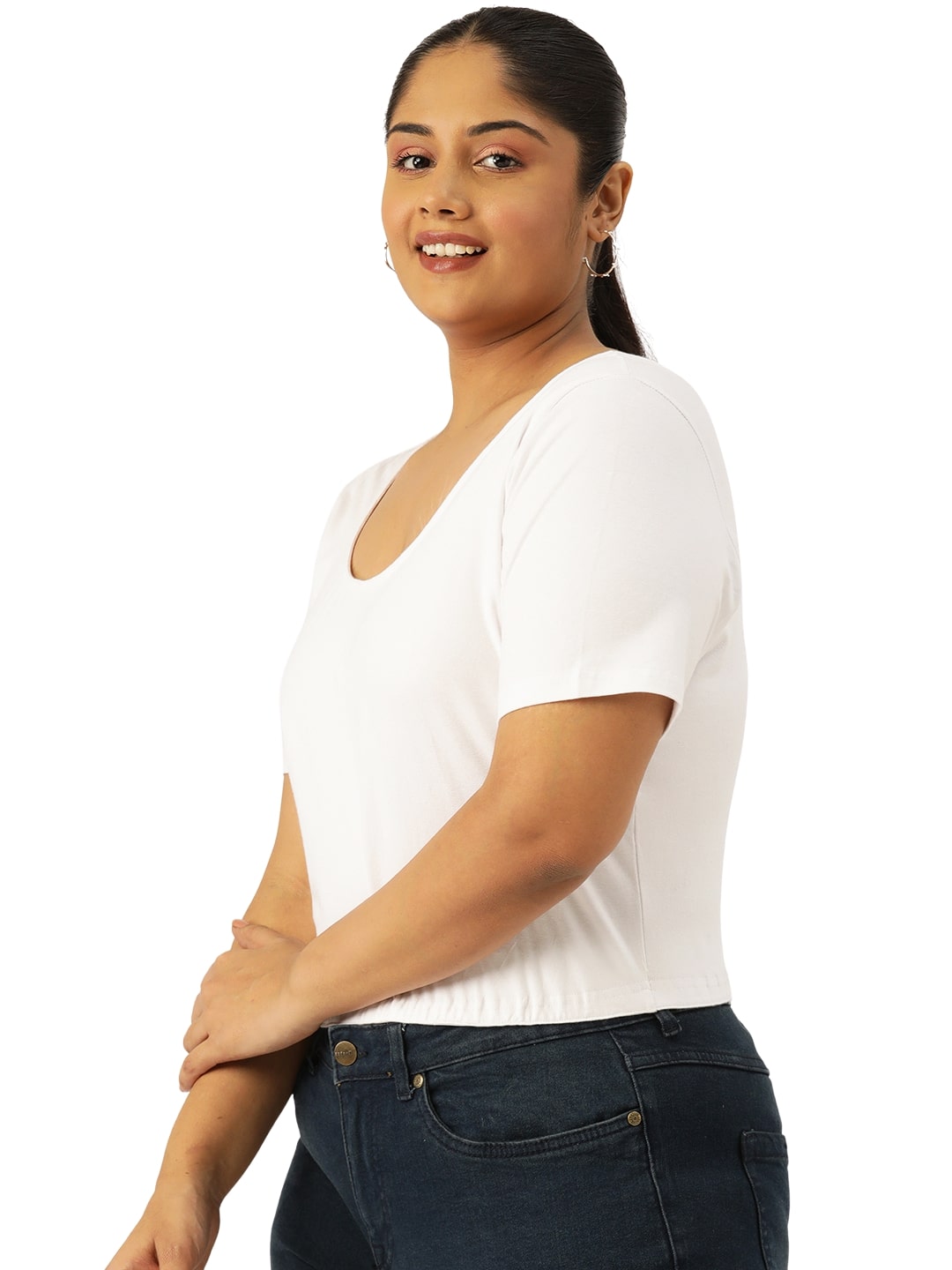 Plus Size Cotton Knitted Crop Top