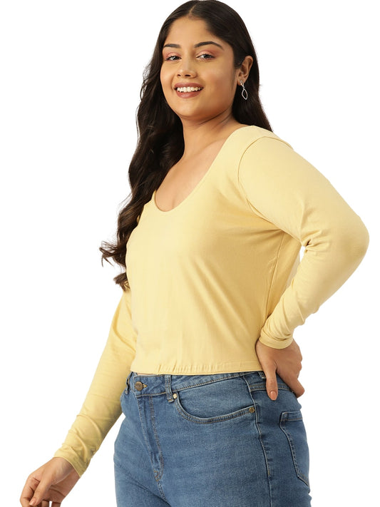 Plus Size Cotton Knitted Crop Top
