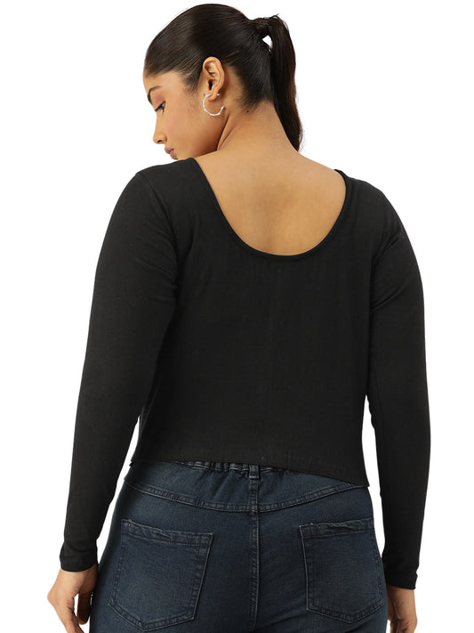 Plus Size Cotton Knitted Crop Top