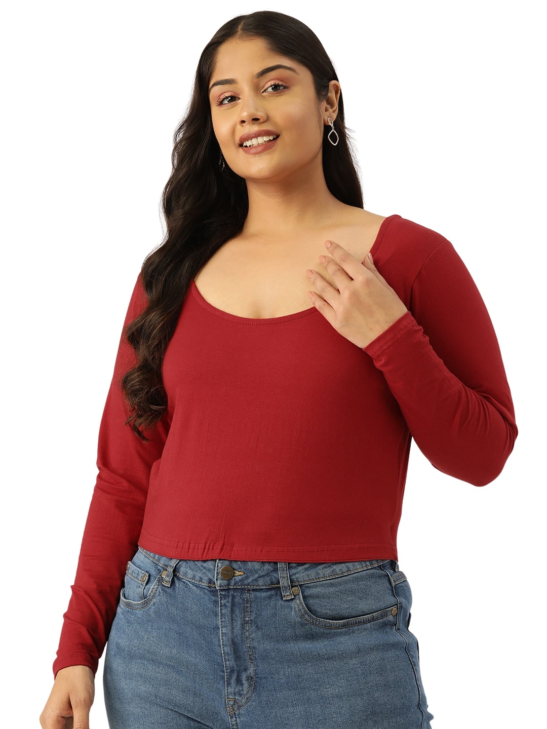 Plus Size Cotton Knitted Crop Top