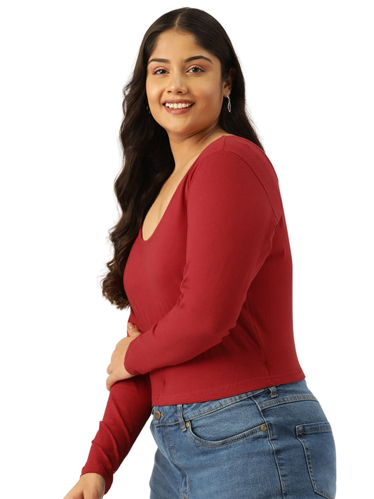 Plus Size Cotton Knitted Crop Top