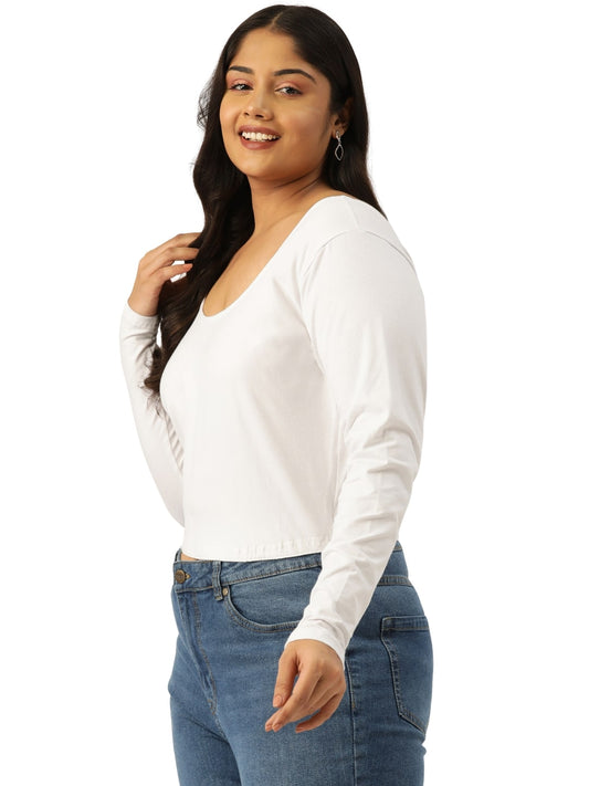 Plus Size Cotton Knitted Crop Top