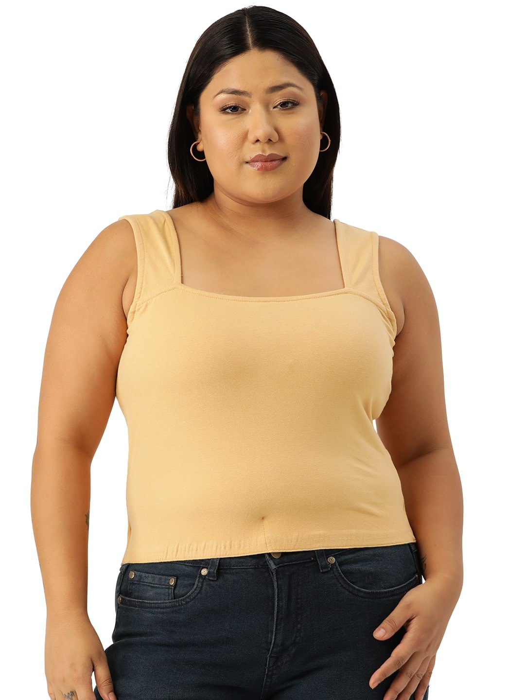 Plus Size Cotton Knitted Crop Top