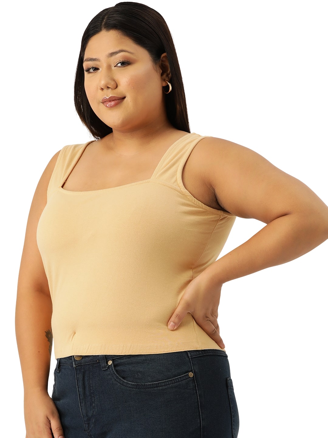 Plus Size Cotton Knitted Crop Top