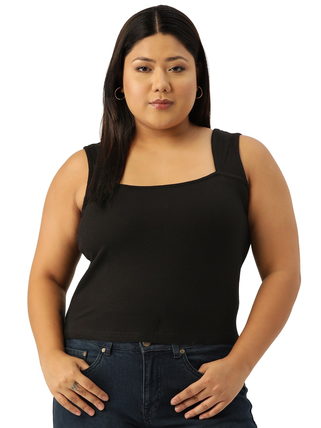 Plus Size Cotton Knitted Crop Top