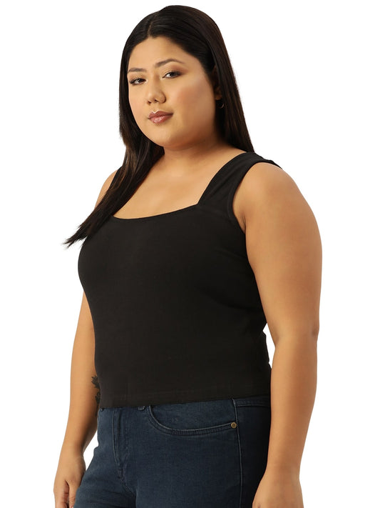 Plus Size Cotton Knitted Crop Top