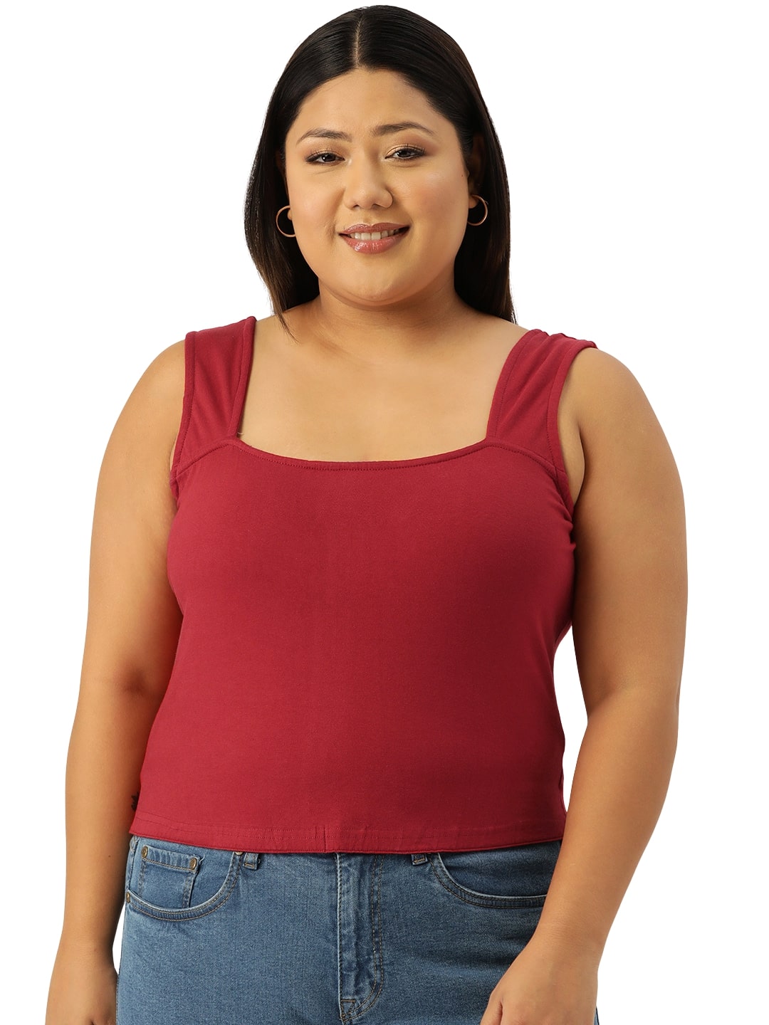 Plus Size Cotton Knitted Crop Top