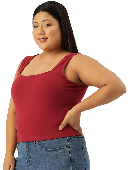 Plus Size Cotton Knitted Crop Top