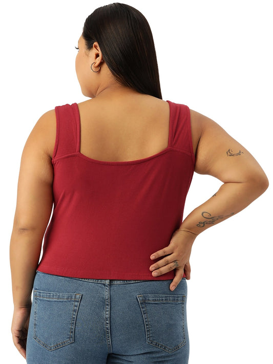 Plus Size Cotton Knitted Crop Top