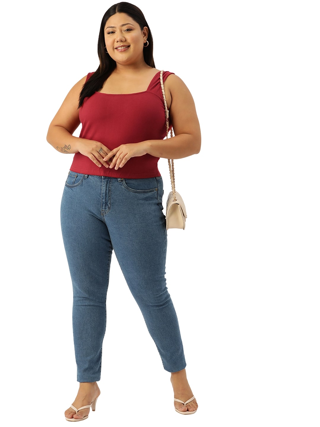 Plus Size Cotton Knitted Crop Top