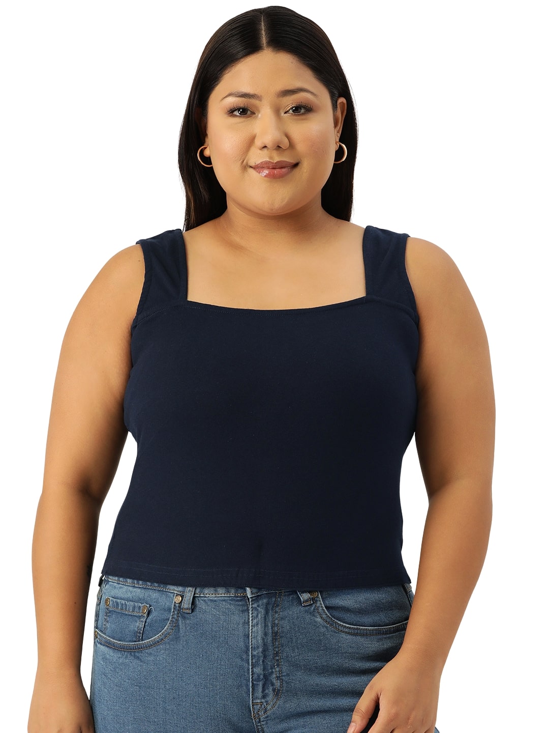 Plus Size Cotton Knitted Crop Top