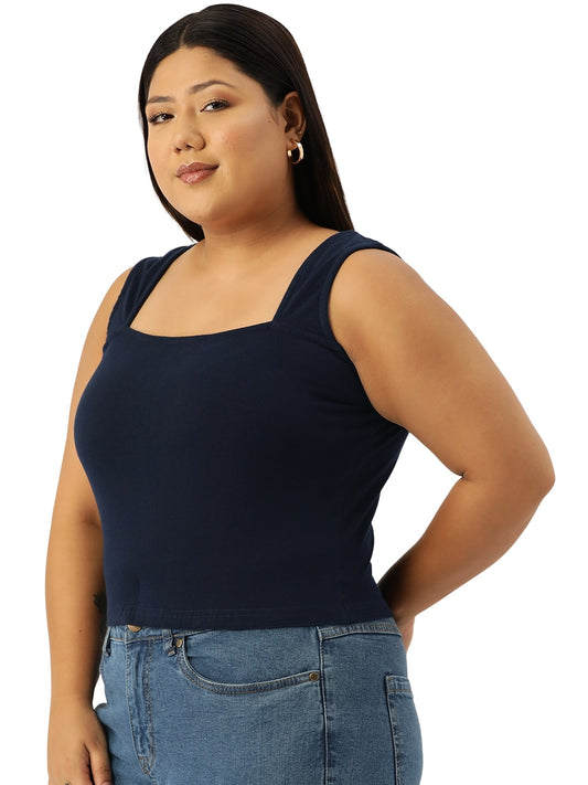 Plus Size Cotton Knitted Crop Top