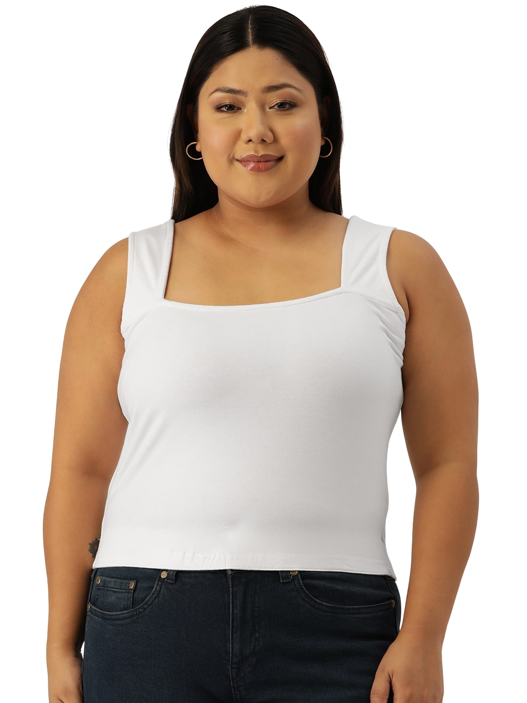 Plus Size Cotton Knitted Crop Top