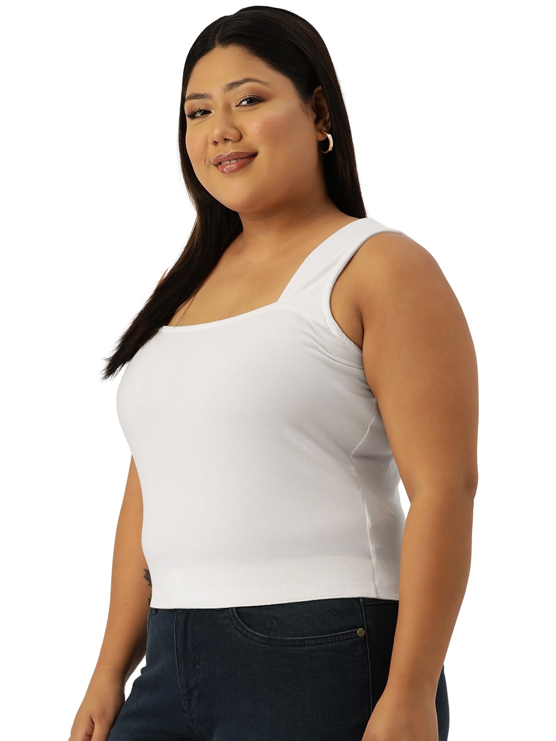 Plus Size Cotton Knitted Crop Top